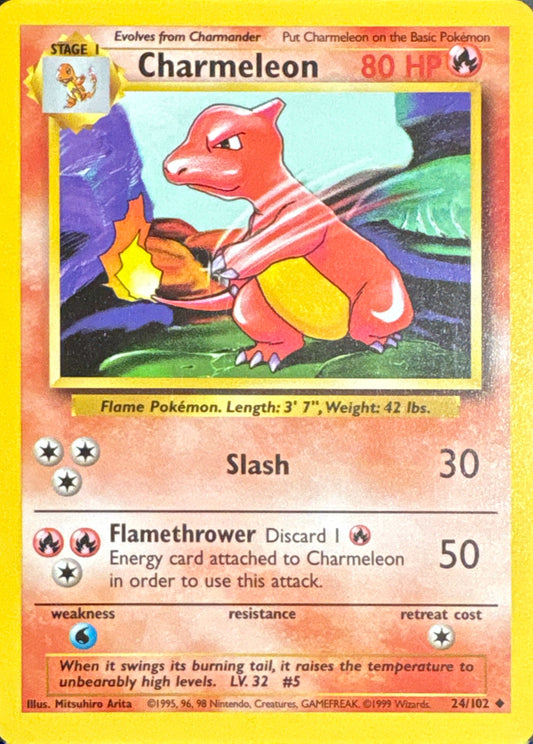 Charmeleon 24/102 – Base Set (1999) – Raw Pokémon Card (LP–NM Range)