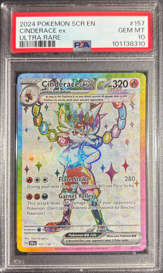 Cinderace ex #157 - Ultra Rare (SCR EN 2024, PSA 10 GEM MINT